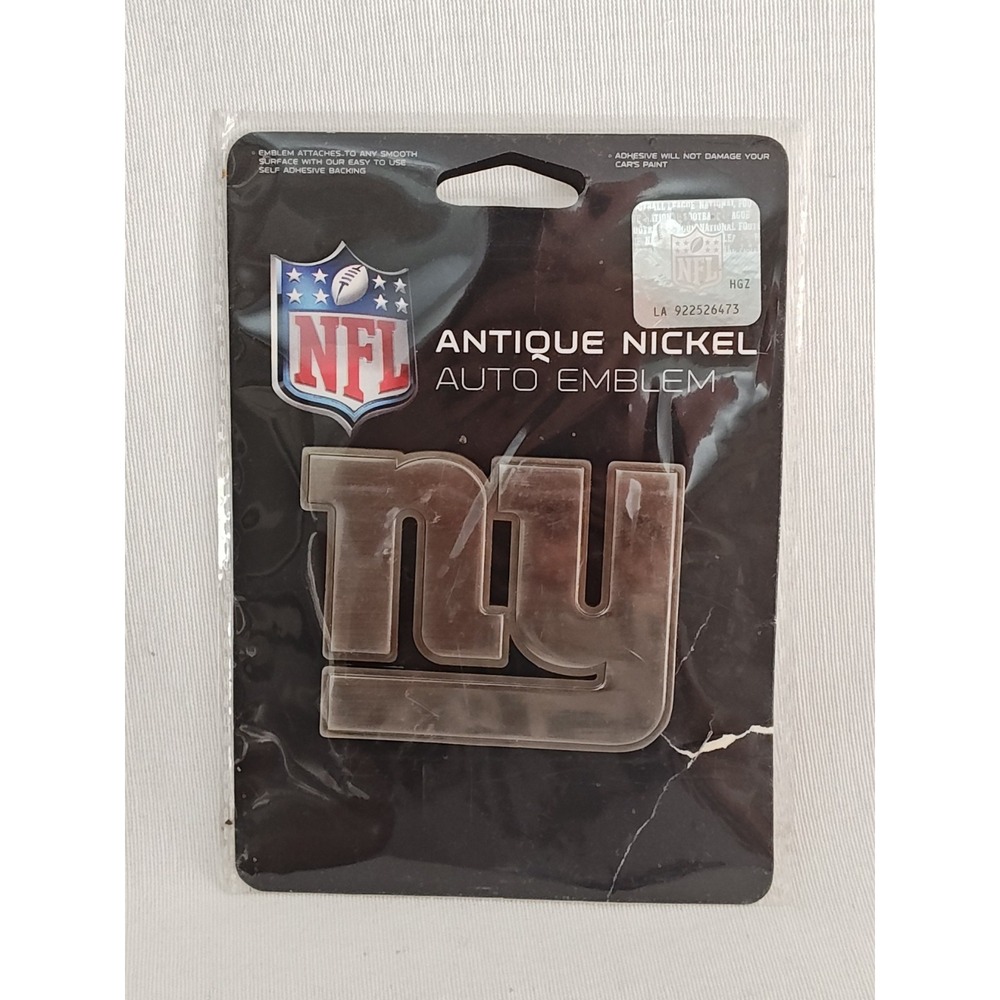 New York Football Giants Antique Nickel Metal Adhesive Auto Emblem NFL New‎